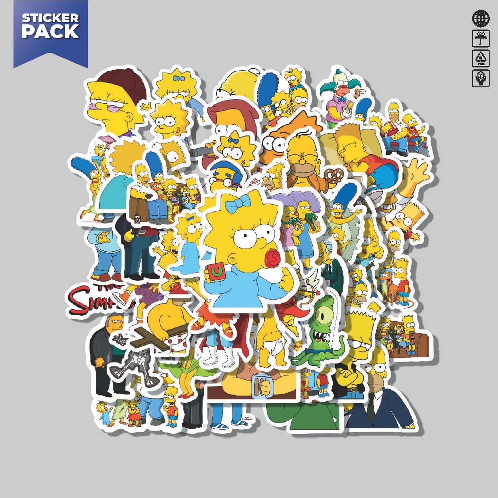 

[100PCS]Stiker Pack Stiker Kartun The Simpsons Series - SIMPSONS 1 Aesthetic Vinyl Anti Air Dekorasi Sticker Laptop Buku Journal Koper Helm Casing HP Gitar Helm Skateboard