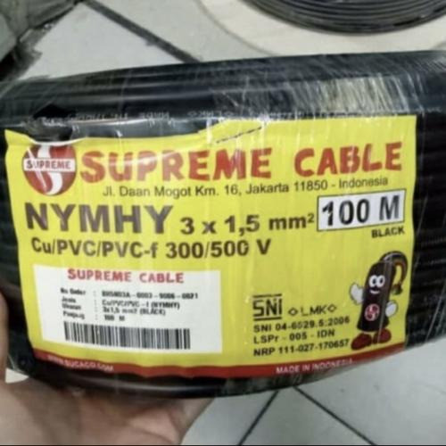 KABEL SERABUT NYMHY (Hitam) 3X1.5 SUPREME METERAN