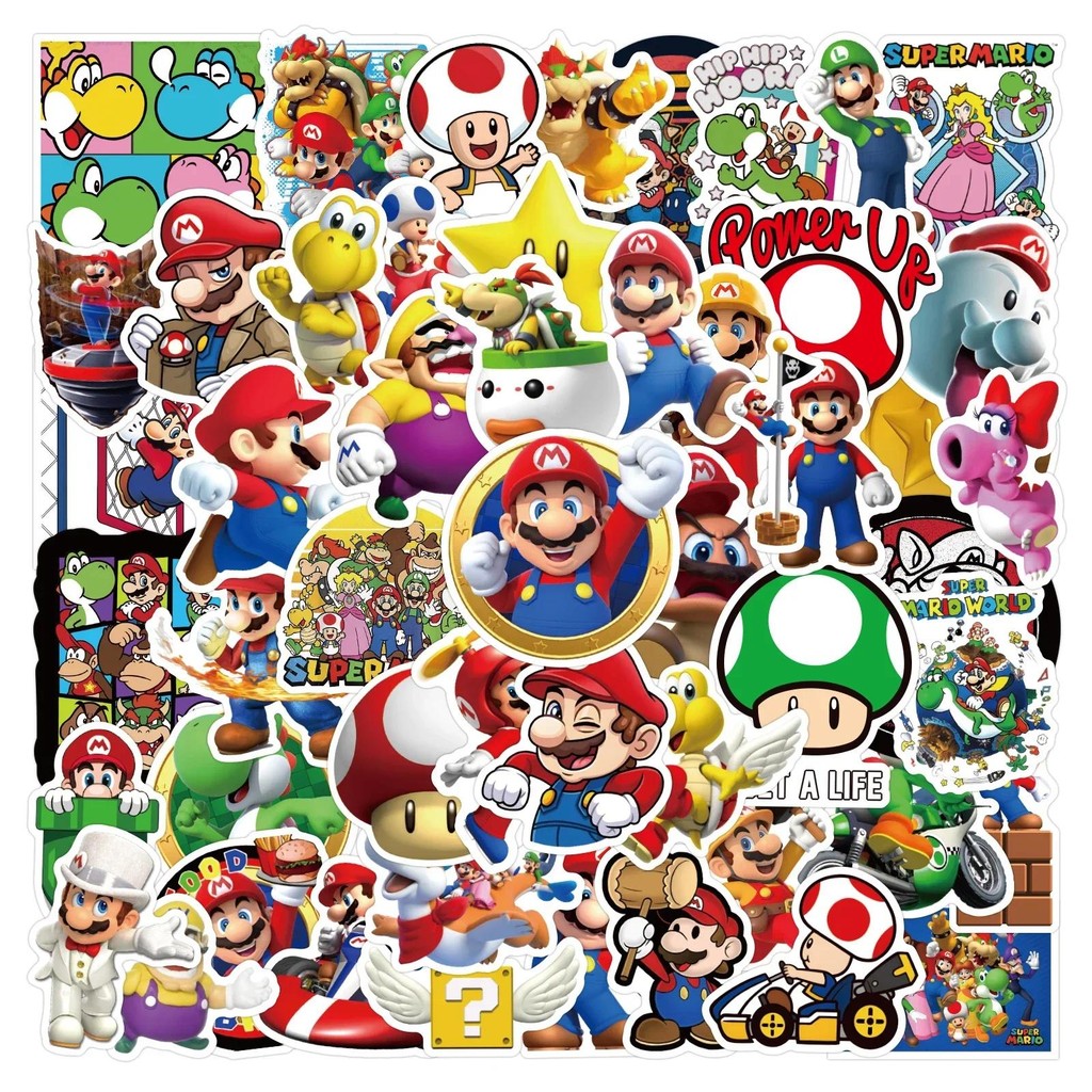 

Kawaii Super Mario Anime Stickers Classic Graffiti Decals for Skateboard Bicycle Guitar Laptop Waterproof Stiker Kids Girl Toy ﻿