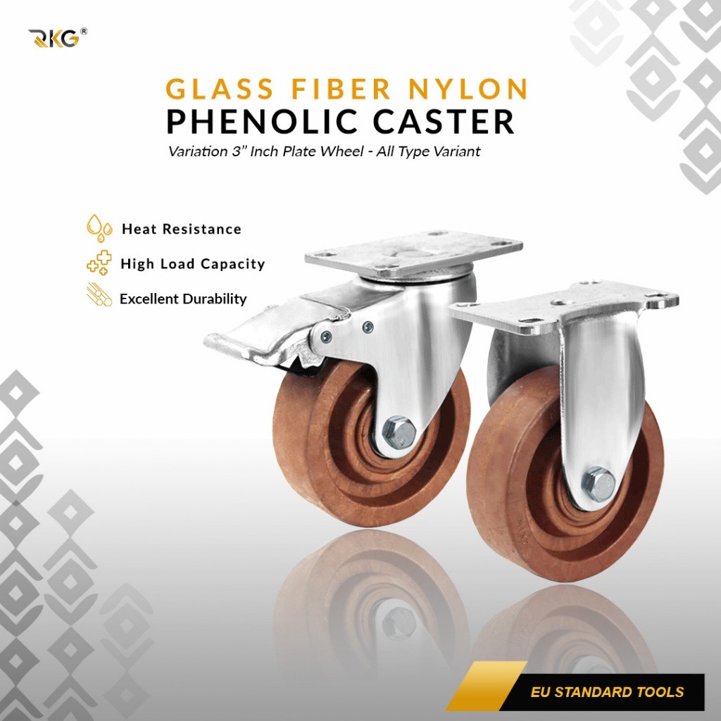 Roda Oven Tahan Panas 300 C Glass Fiber Nylon High Temp Industrial Caster