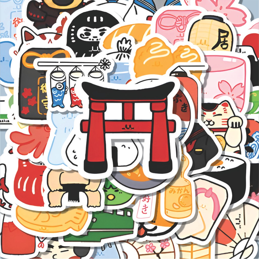 

100PCS Lucu Stiker Japanese Customs and Culture Art Stiker Aesthetic Stiker Anti Air Stikers Berperekat Waterproof sticker decal buat Motor Helm Buku Journal Koper Casing HP Laptop Botol Minum Hadiah anak