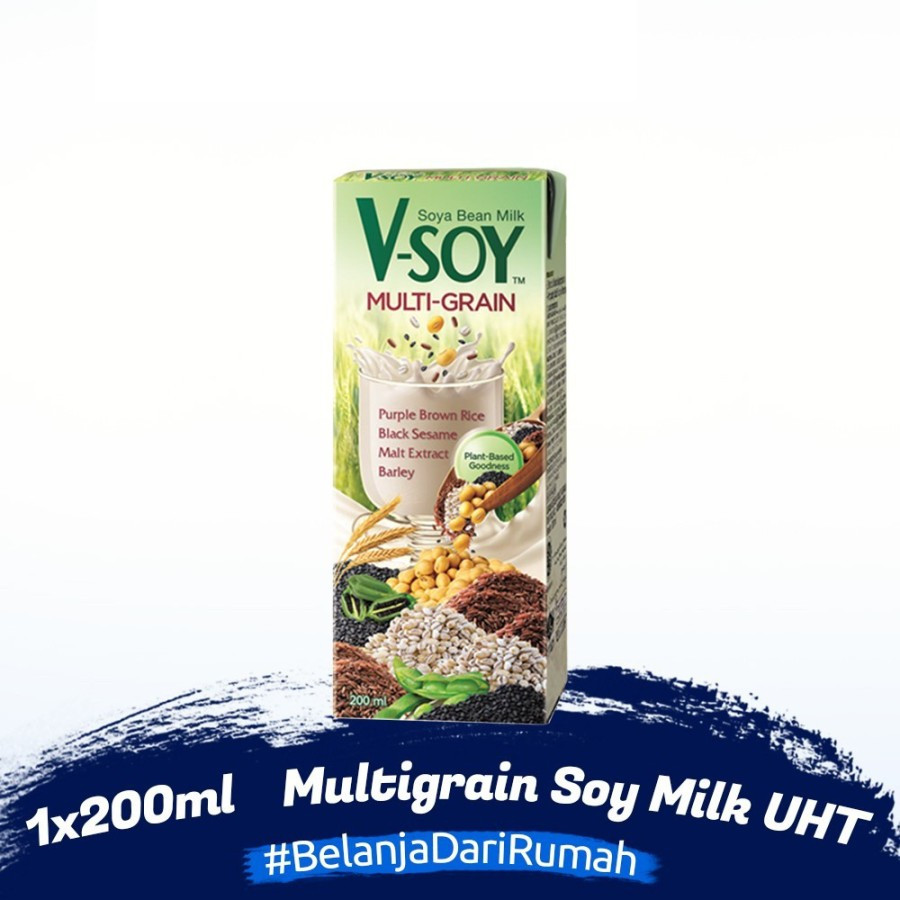 Vsoy Multi Grain Soya susu kedelai 200 ml 1 dus 48 pcs