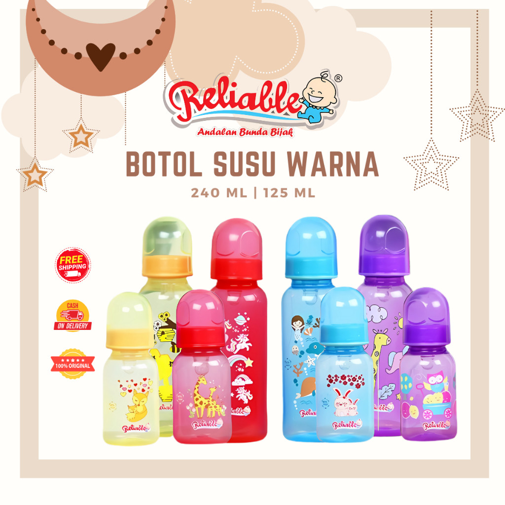 Reliable Botol Susu Warna 240ml 125ml -  Botol Susu Karakter