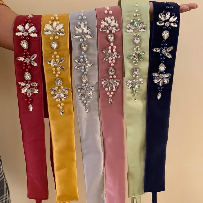 Ikat Pinggang Payet / ikat pinggang tali // Sabuk Obi Kebaya payet - Maroon