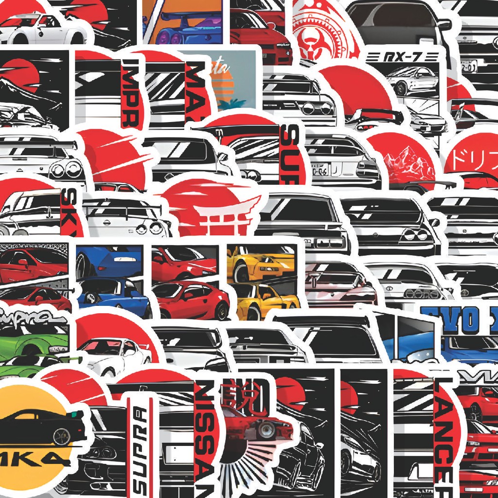 

Stiker Cutting Pack Stiker JDM Supercar V2 Isi 100Pcs Series Aesthetic Lucu Keren Untuk Koper Bahan Vynil