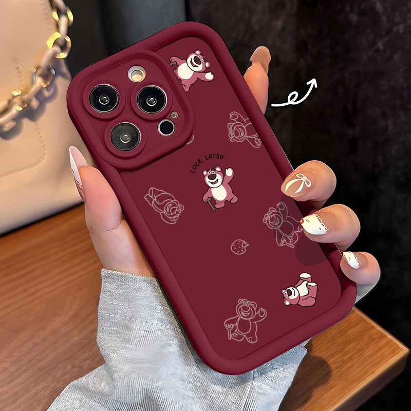 KYSS0822 Beruang Strawberry  untuk case oppo A3X A3 A3s A16 A18 A38 A60 A54 A5s A15 A17 A17k A53 A57