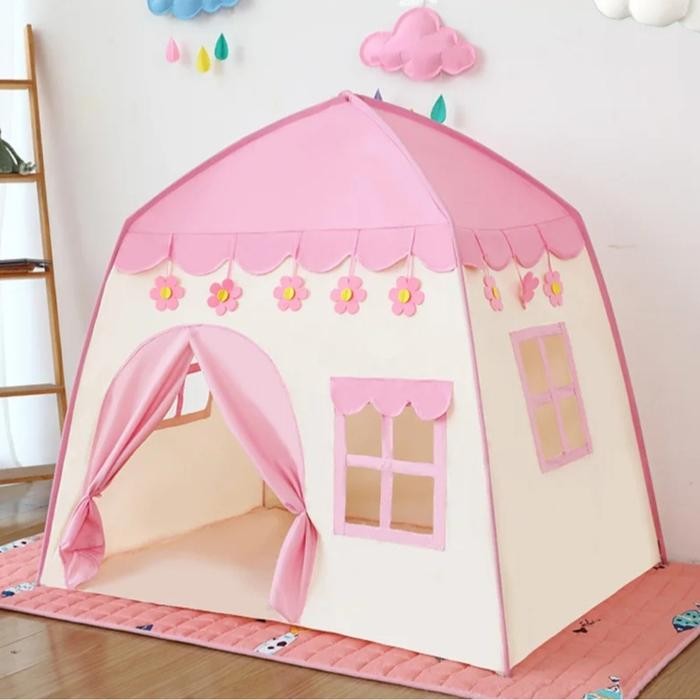 [capt] Mainan Hobi Anak Rumah Rumahan Tenda Kastel Bahan Kain Parasut - Children Tent Play Flower Ca
