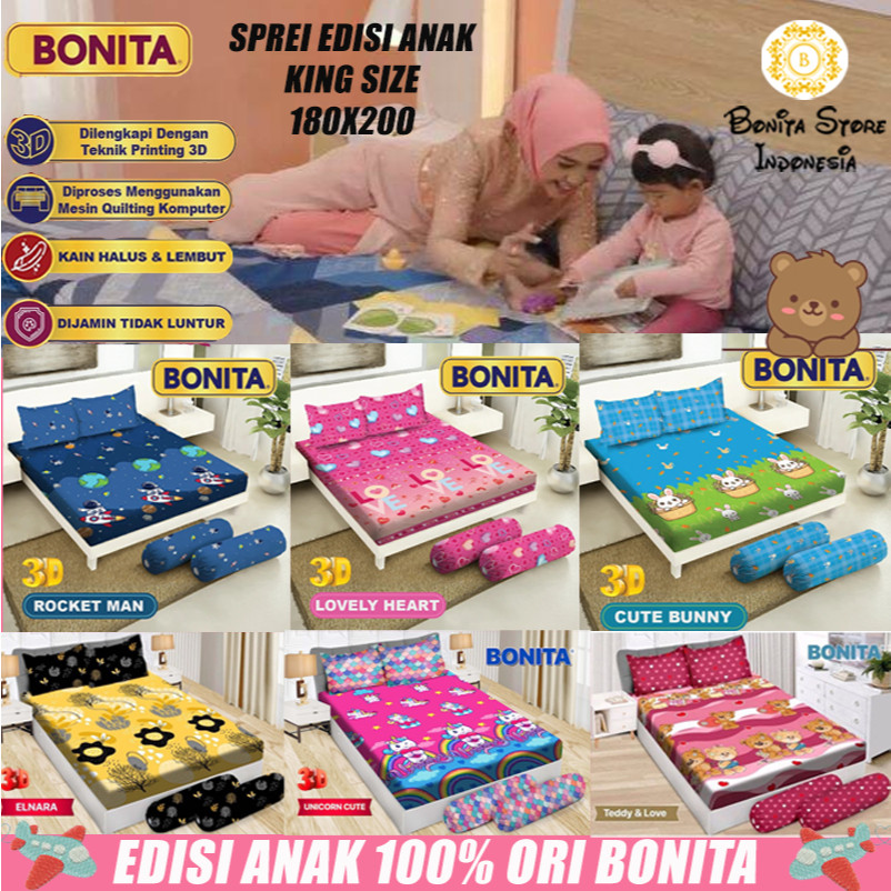 [TERMURAH COD] BONITA SPREI KARAKTER EDISI ANAK KING SIZE 180x200 NO 1 100% BONITA ORIGINAL OFFICIAL