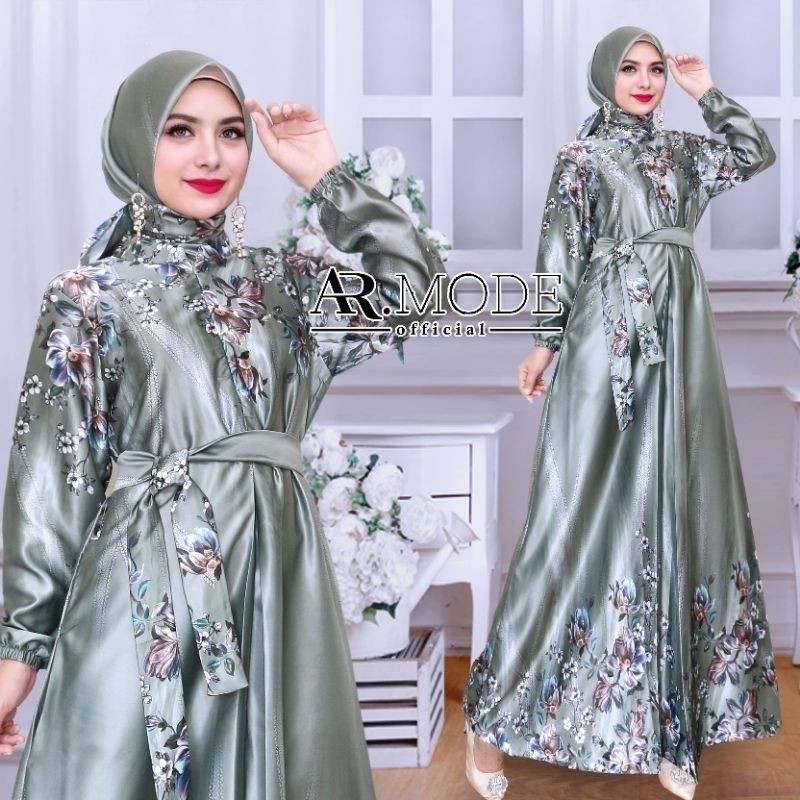 Gamis SET HIJAB Segi Empat Silk Allsize dan Jumbo