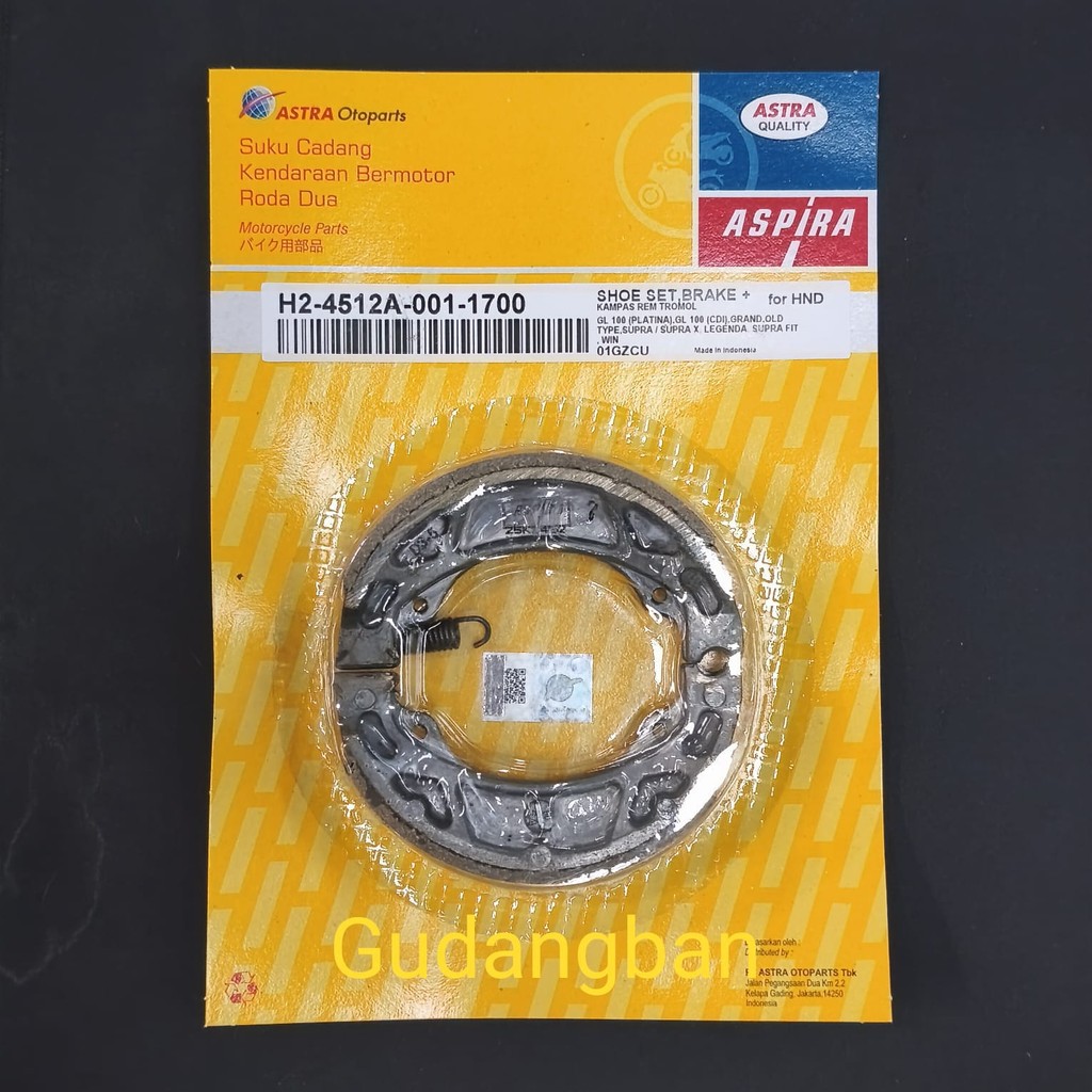 KAMPAS REM TROMOL DENGAN PER GL 100 CDI GRAND SUPRA OLD X FIT WIN ASPIRA ORIGINAL SHOE SET BRAKE