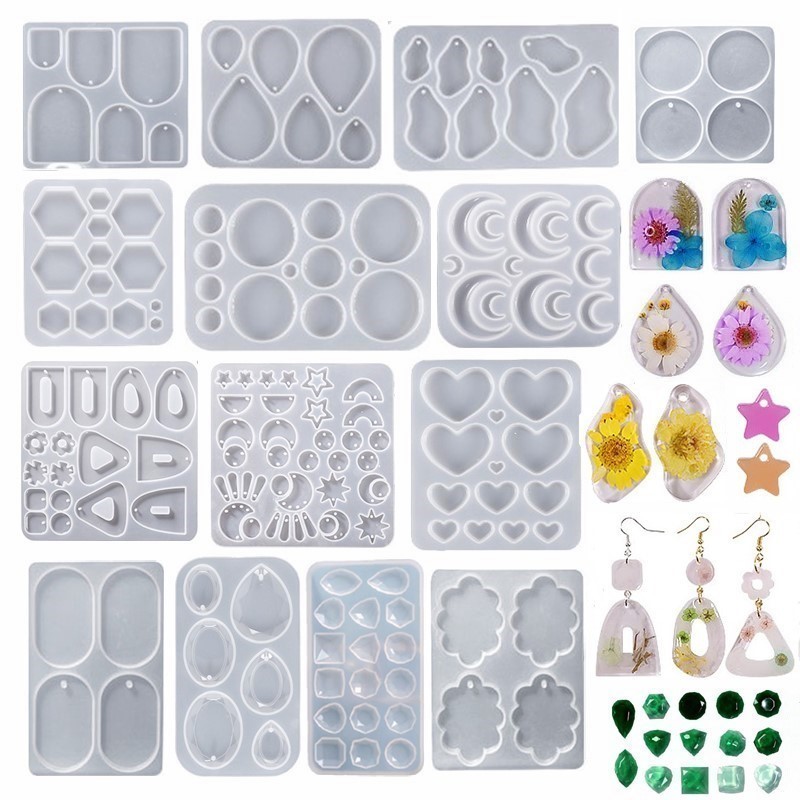

SNASAN Silicone Mold For Earrings Pendants Geometric Patterns DIY Epoxy Resin Casting Mold Jewelry Making Tool DIY Handmade