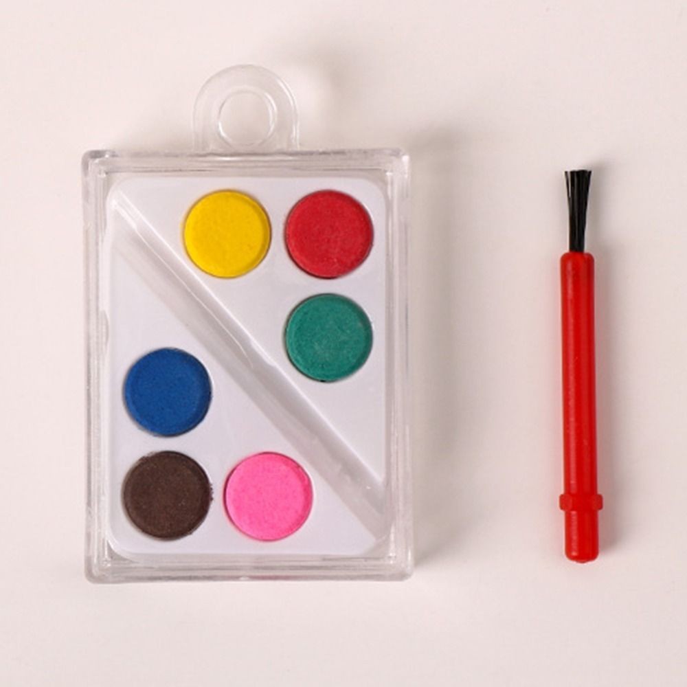 

Portable Watercolor Paint Set with Painting Brush Solid 6 Colors Watercolor Pigment Washable Oil Painting Kit Kids Prizes