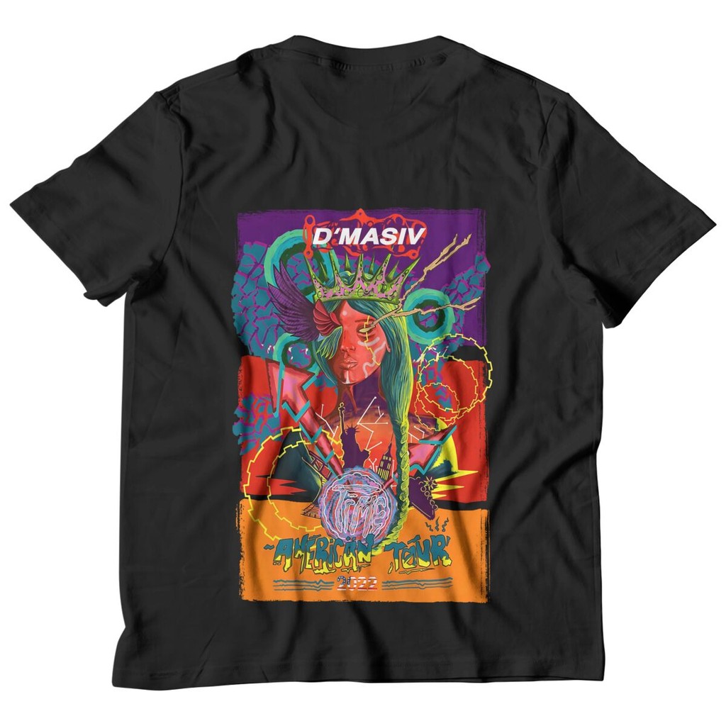 Kaos Lengan Pendek Unisex, D'Masiv - American Tour, Kaos Grafis Hitam
