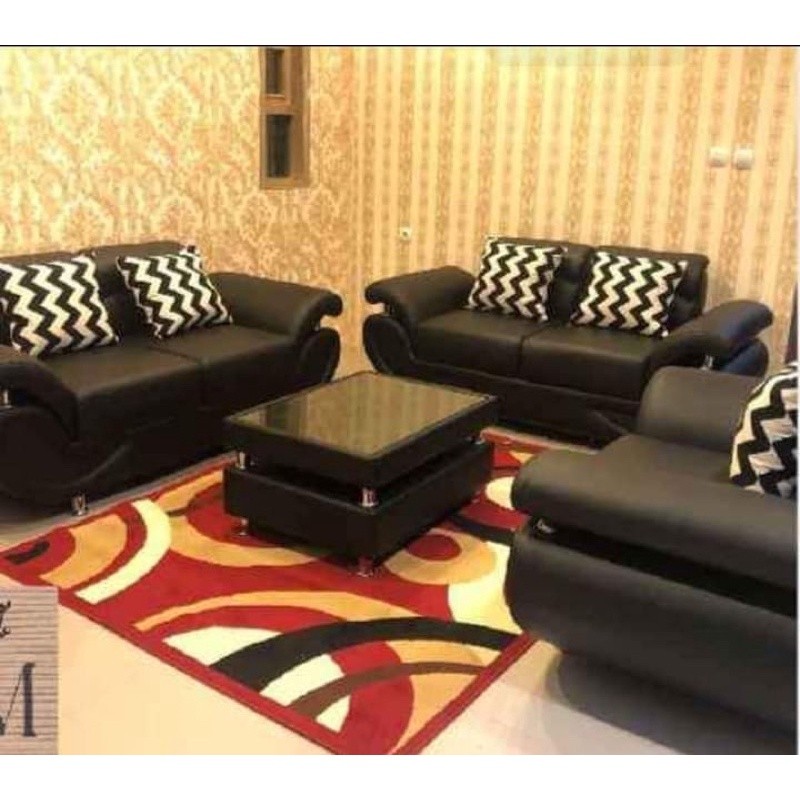 Sofa Set 221 Komplit Dengan Meja Tamu Kulit Elegan