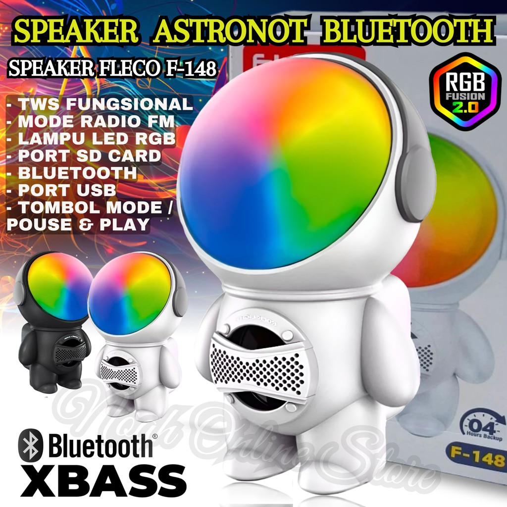 Speaker Bluetooth Portable Bluetooth LED Light Reachargable Fleco F-148 Speaker Robot