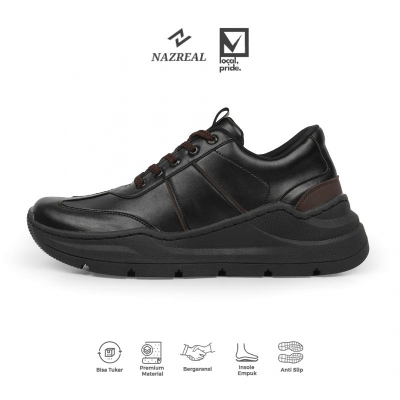 NAZREAL XTRAIL BLACK BROWN Sepatu Sneakers Sporty Casual Pria