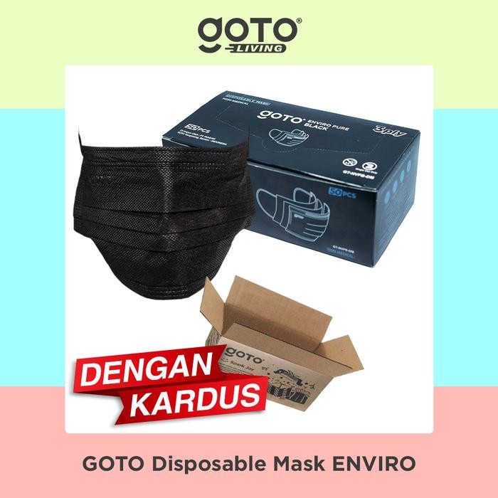 Goto Enviro Mask 3 Ply Facemask Masker 3Ply - 50pcs Hitam