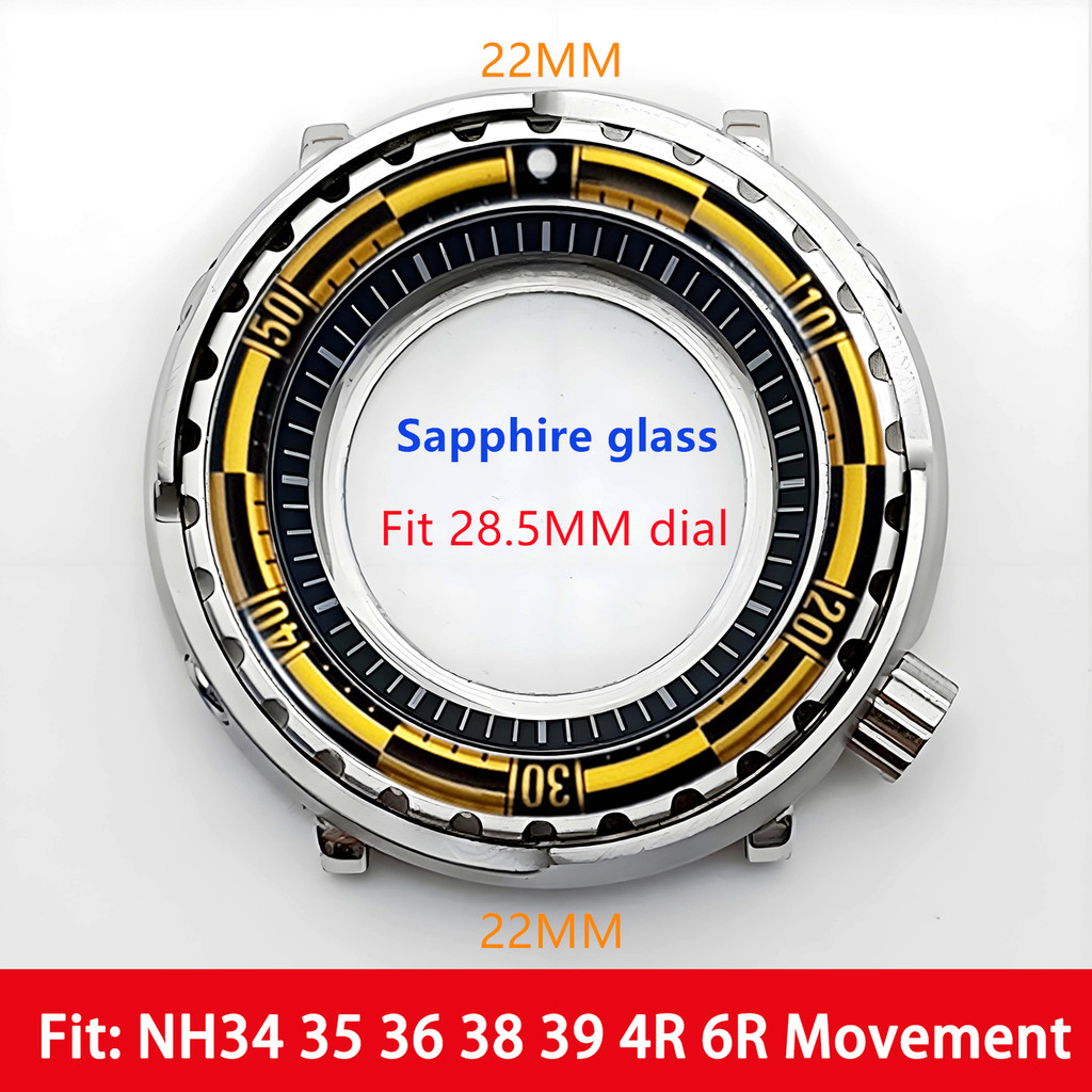 Mod Tuna Can Case NH35 Case Resin Bezel Insert Sapphire Crystal Stainless Steel Silver Watch Case