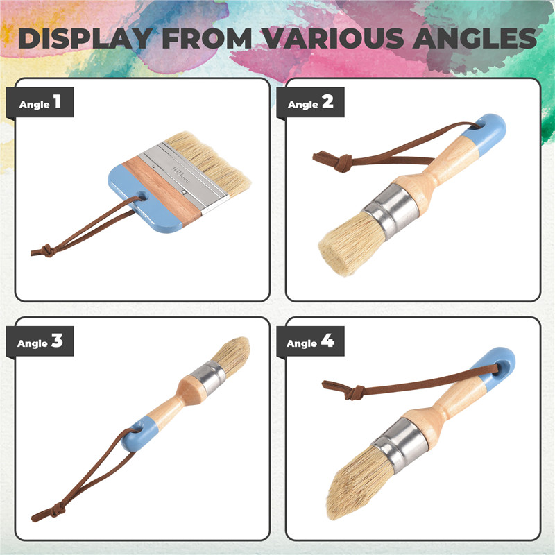 

A81M New Brush For Acrylic Painting Bristle Stencil Brushes For Wood Furniture Home Decor