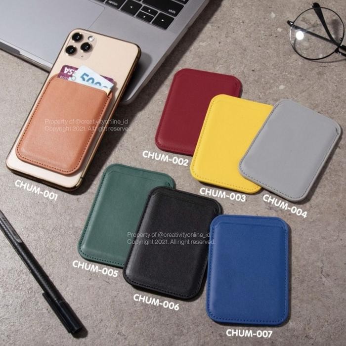 

Promo Sticky Card Holder Kulit / Card Holder HP Tempel / Universal - Biru