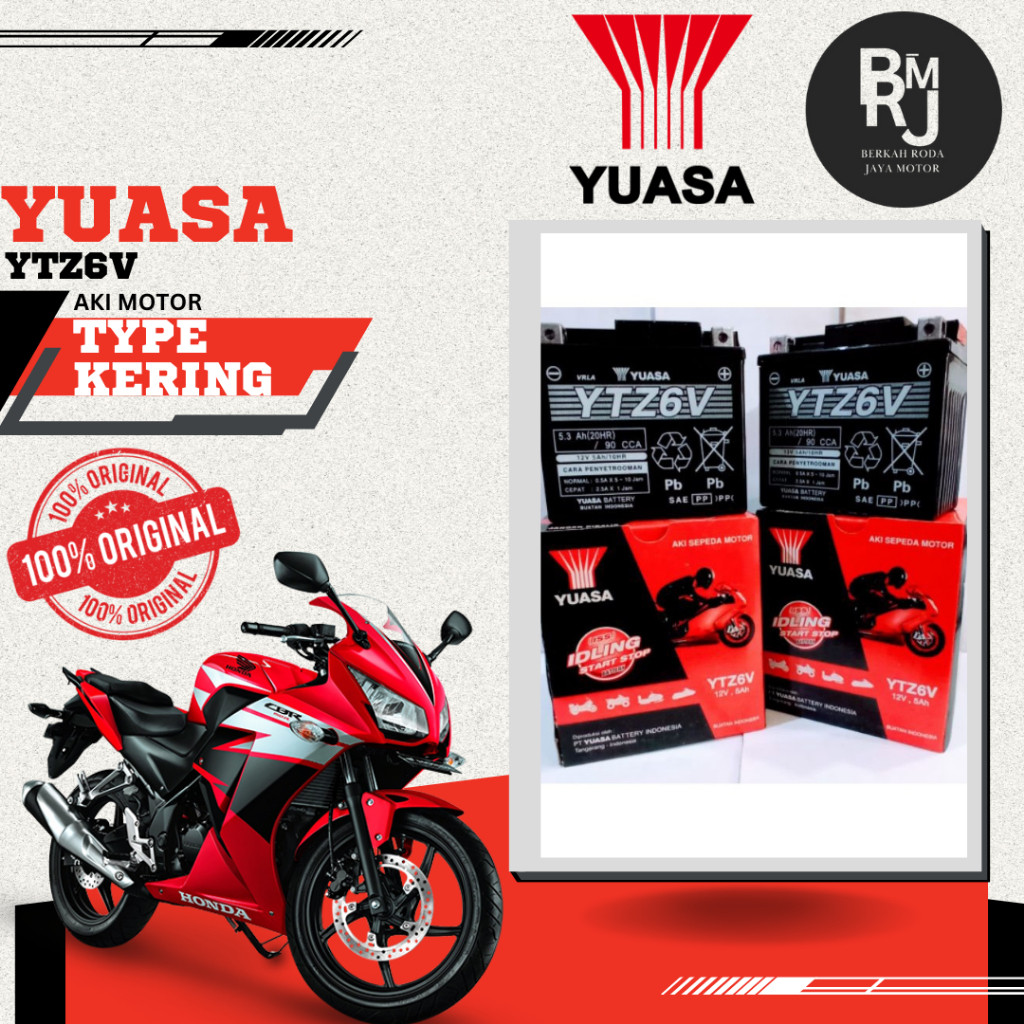 ACCU YUASA YTZ6V // ACCU full KERING // ACCU MOTOR VARIO 125, VARIO 150, PCX