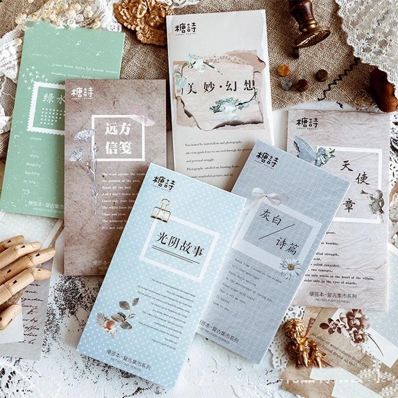 

1pack Retro Europe Writing Paper Sticky Memo Pad Message Notes Decorative Paper Stationery Office Supplies Student Reward Book