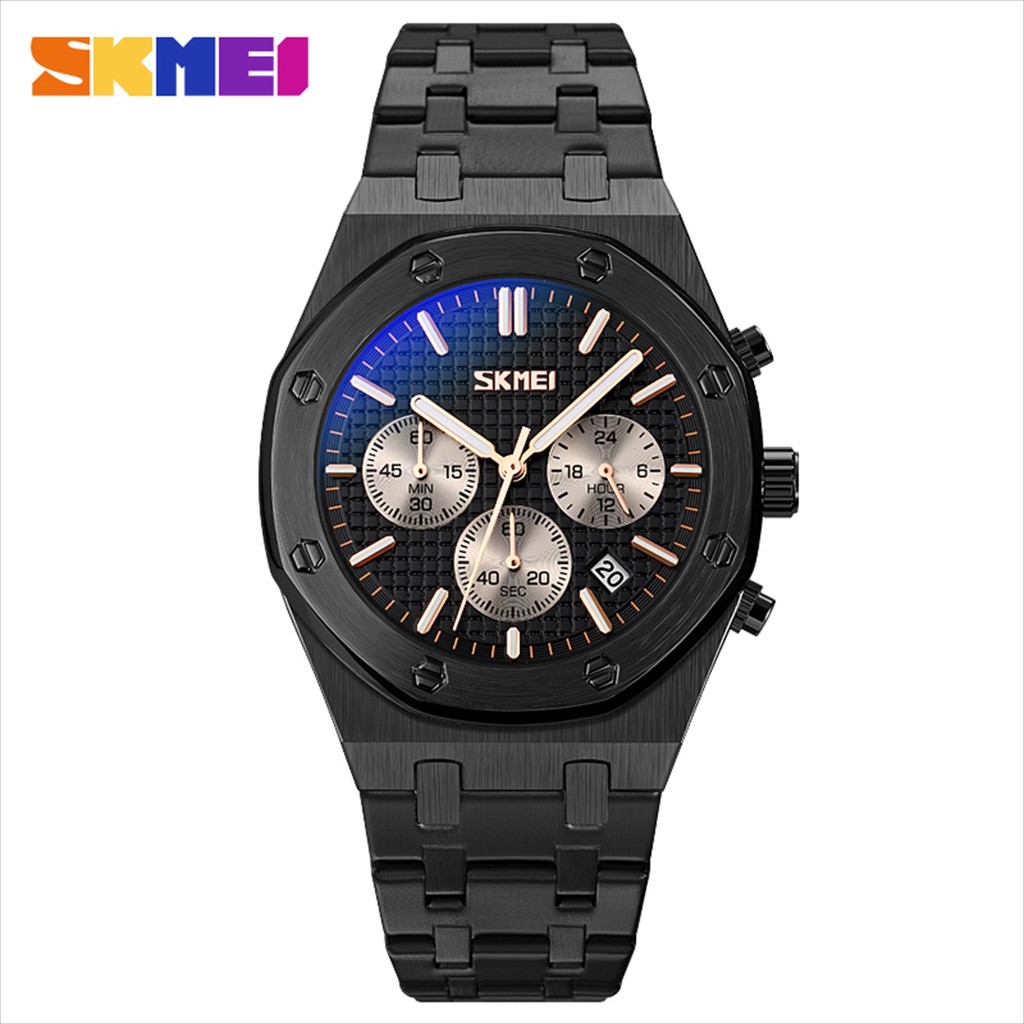 Jam Tangan Pria SKMEI 9296  Analog Date Chronograph Aktif Stainless Steel Original