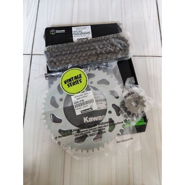 GEAR GIR RANTAI SET KLX 150 BF 52T ORIGINAL ORI ASLI KAWASAKI KGP P1005-0010 GIR SET KLX 150L P1005-