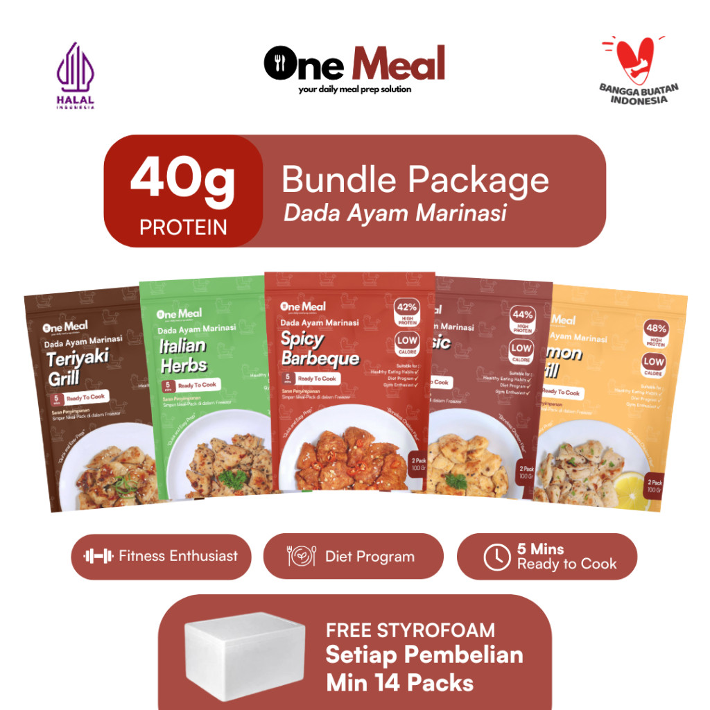 

One Meal Lauk Dada Ayam Fillet Marinasi | Trial Pack (3 dan 5 Pack) Makanan Sehat dan Diet
