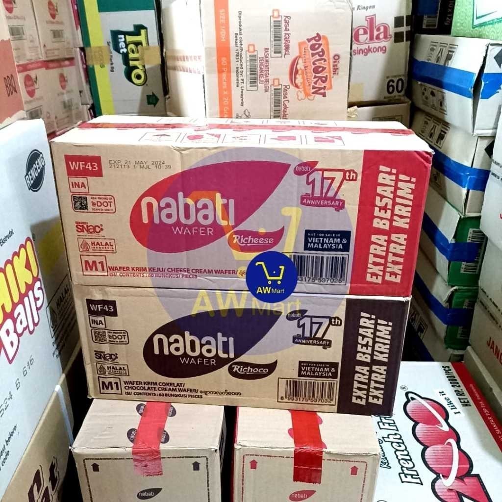 

[PER DUS/ISI 60] NABATI ECER 2000 KEJU DAN COKELAT PER DUS ISI 80 pcs keju & 60 PCS coklat