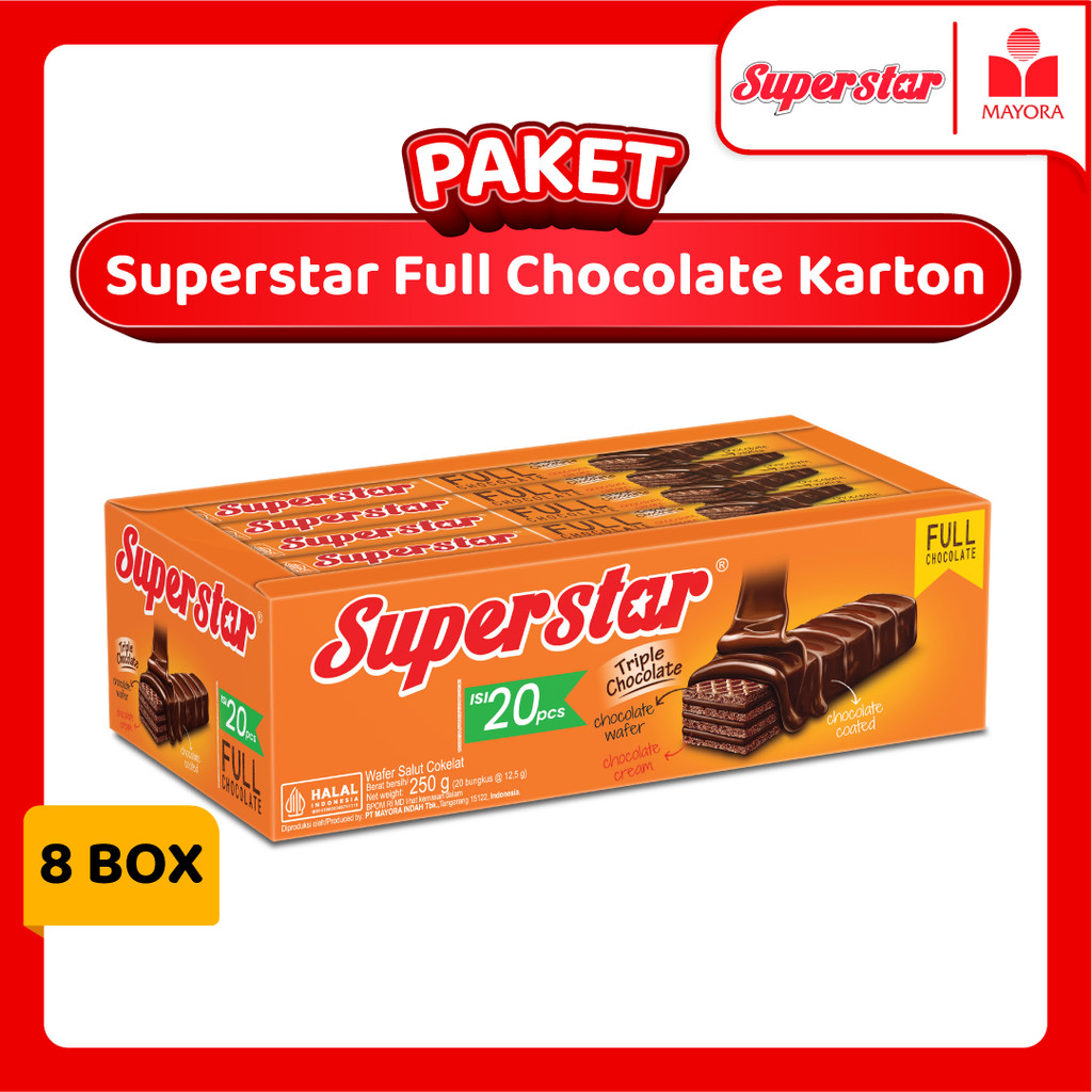 

Paket 1 Karton Wafer Superstar Full Chocolate Box