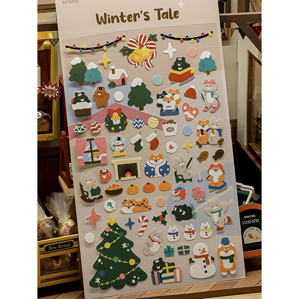 

Korea Chirstmas Stickers Winter's Tale Cute Animal Tree Design For Scrapbooking Junk Journal Diary Card Decor DIY Craft Supplies
