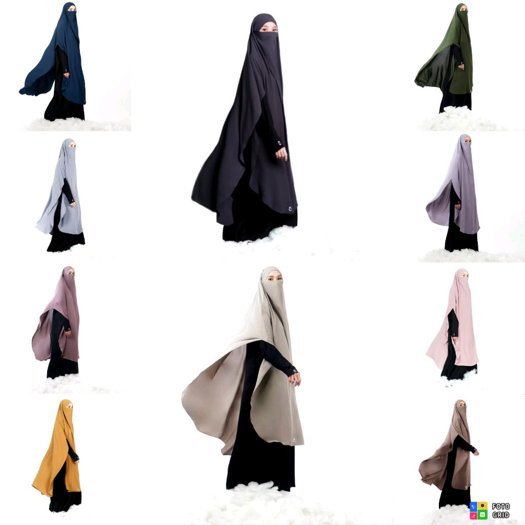 CHADAREE SHAAN FK LONG FRENCH KHIMAR SUNSET HOUR ARMY, LIGHT PLUM, SAGE, LILAC, DUSTY PINK, CREAM, K