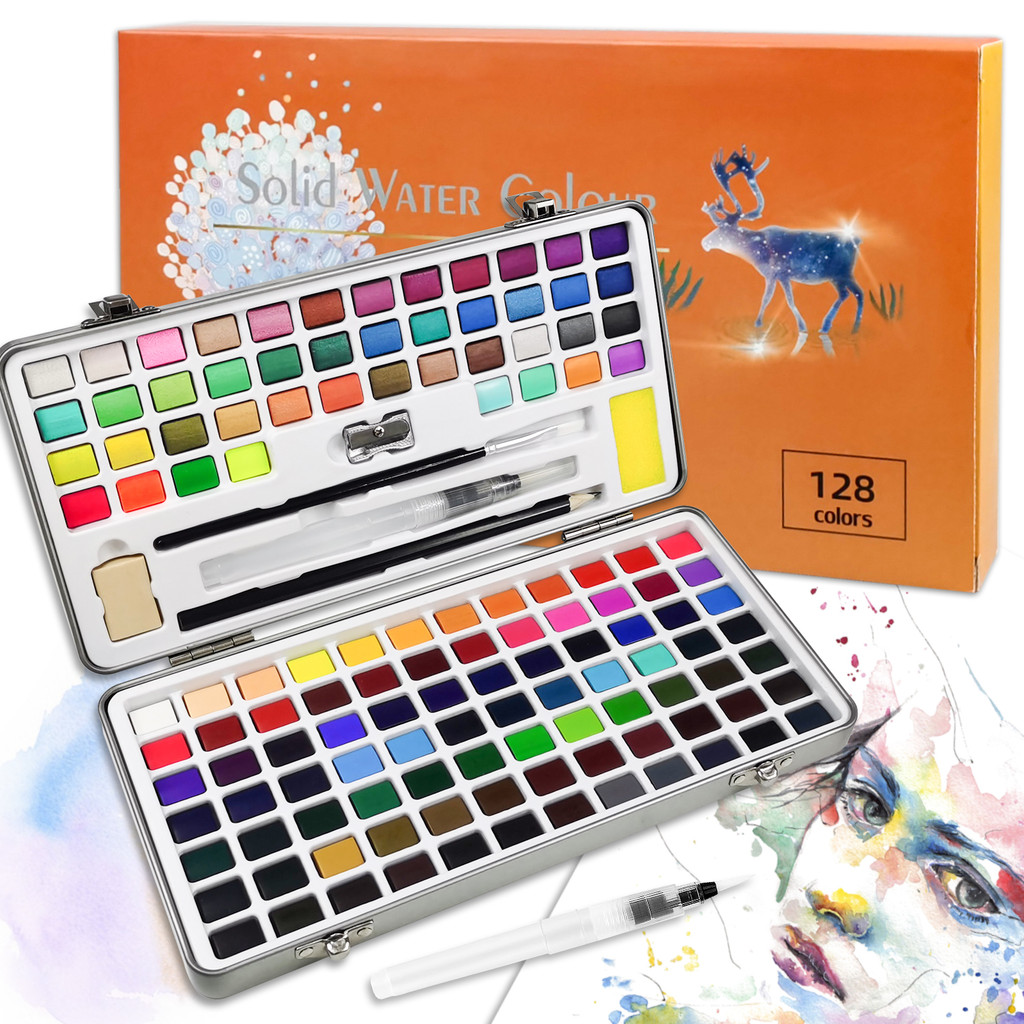 

128Colors Watercolor Paint Set,with Water Brush Pens and Drawing Pencil - Ideal for Painting, Drawin & Art Supplies for Adults