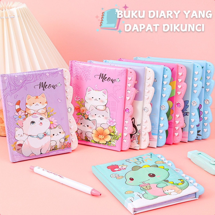 

BUKU DIARY MINI DENGAN PENGUNCI PASSWORD / BUKU DIARY KODE PASSWORD / DIARY YANG DAPAT DIKUNCI GAMBAR KARTUN KAWAII