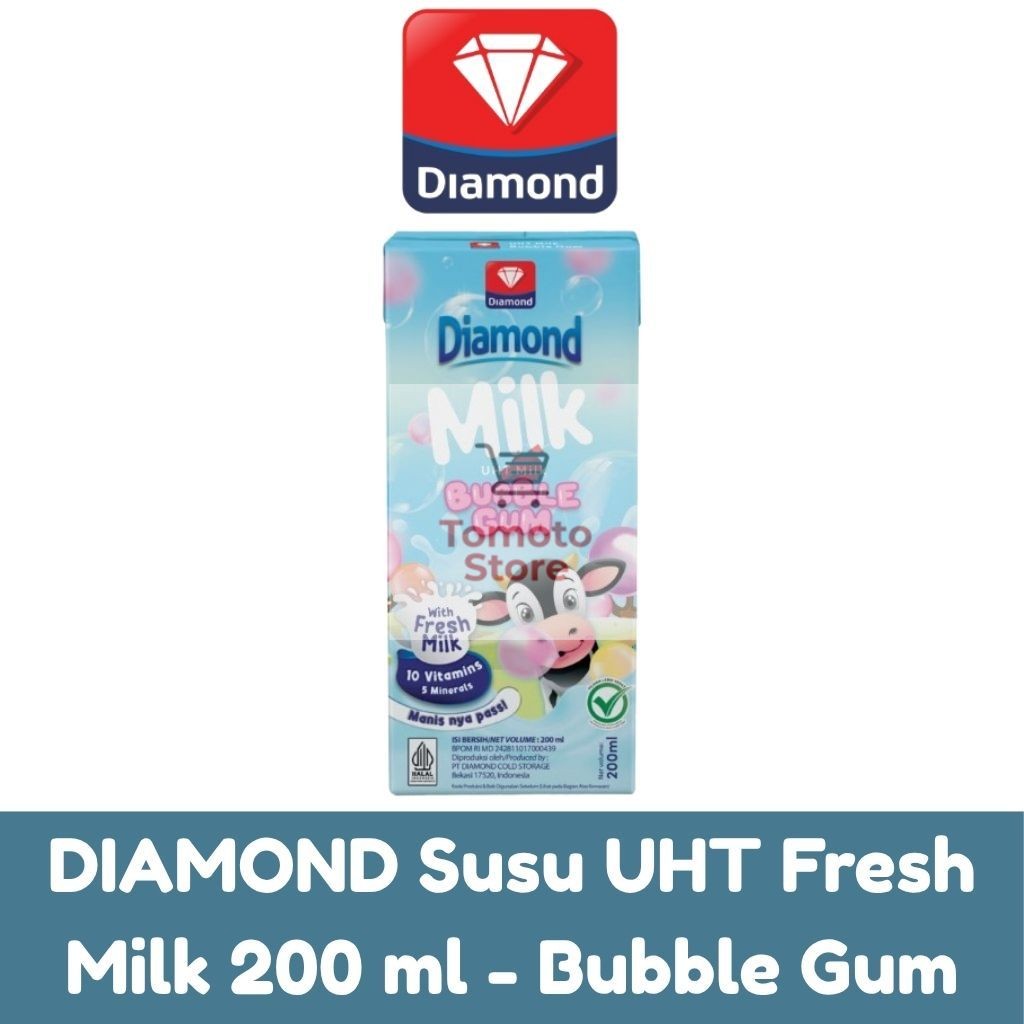 

✨ TOMOTOSTORE ✨ DIAMOND Susu UHT Full Cream Fresh Milk 200 ml - Bubblegum