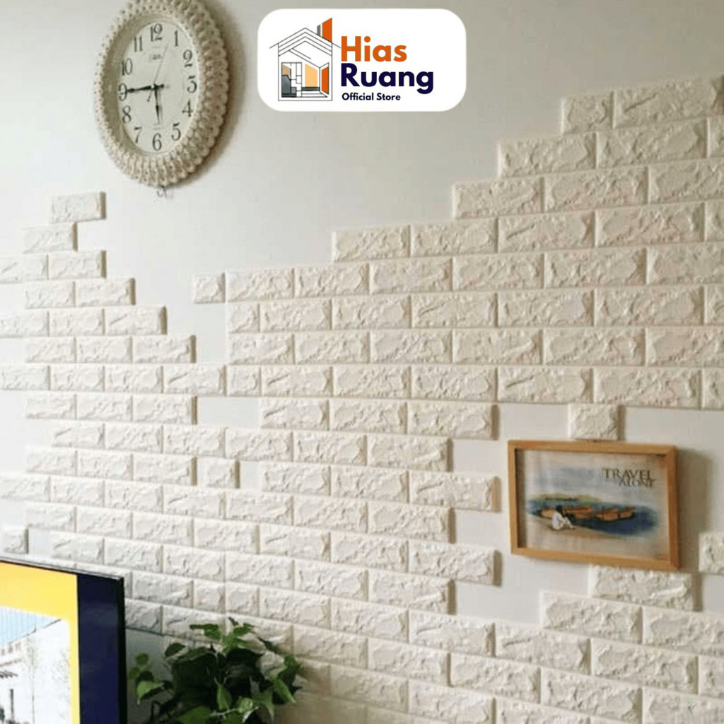 [Putih & Warna] 3D Brick Foam Bata Putih Warna Krem Cream Biru Hijau Ijo Kuning Abu Silver Timbul Wa