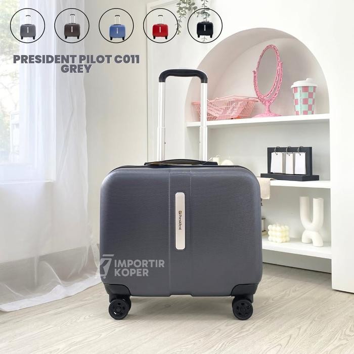 promo Koper President Original Koper Pilot 18 Inch Cabin TSA Lock Travel - Grey C011, 18inch