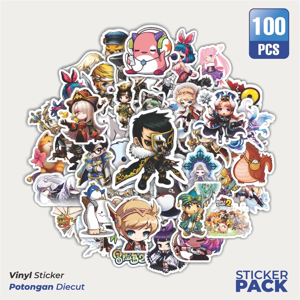 

100 PCS STIKER Game Series Maple Story Mix 3 Waterproof Aesthetic- Untuk Laptop, Motor, dan Helm - Paper Stationery Pack