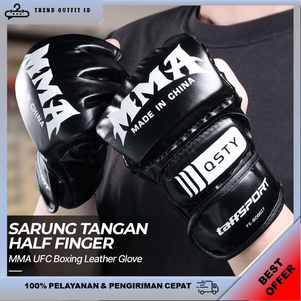 Sarung Tangan Half Finger MMA UFC Boxing Leather Glove - FE-BO0027 [TREND Outfit ID]