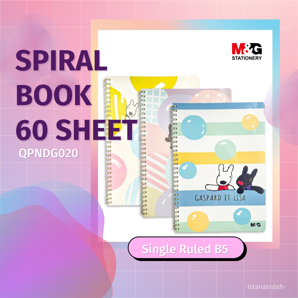 

M&G GASPARD ET LISA DOUBLE SPIRAL NOTEBOOK LINE INNER PAGE B5 ( 60 SHEETS ) QPNDG020 Ukuran 175X251mm