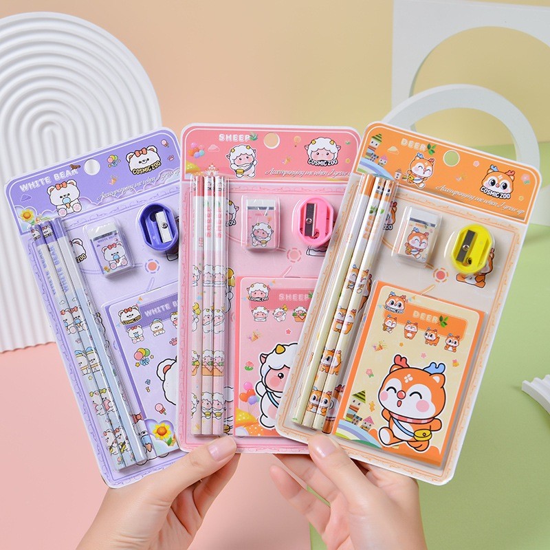 

LPL Alat Tulis Set 6IN1 Stationery Set Lucu Karakter Kartun 6 IN 1 Perlengkapan Sekolah Anak-Anak TK Souvenir Ulang Tahun Anak Alat Tulis Birthday Souvenir Hampers