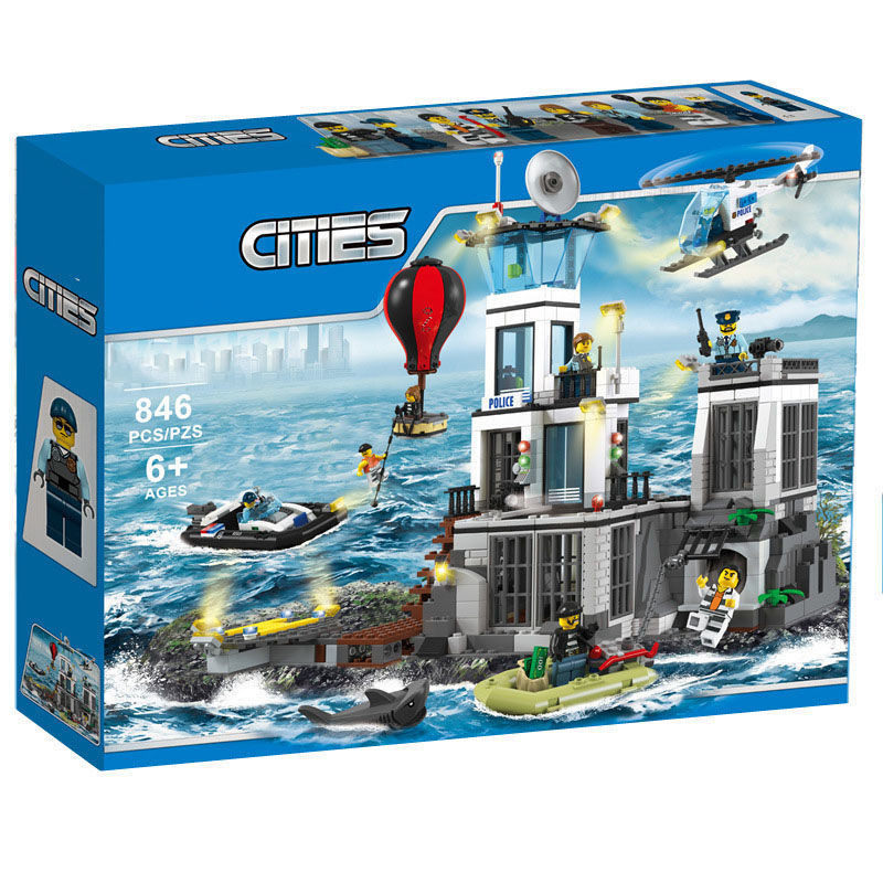 

830pcs Prison Island Building Blocks Fit 60130 Bricks Model Toys for Children Police series prison island 02006 180026