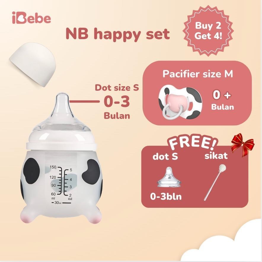 {buy2get4} dot S HItam empeng free  MooMoo ibebe baby bundle silicon botol susu + Empeng new born se