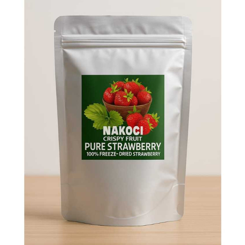 

Strawberry Kering Freeze Dried Utuh Premium Fresh Baru Crispy Original Sweet Taste / Cemilan Buah Sehat 50gr