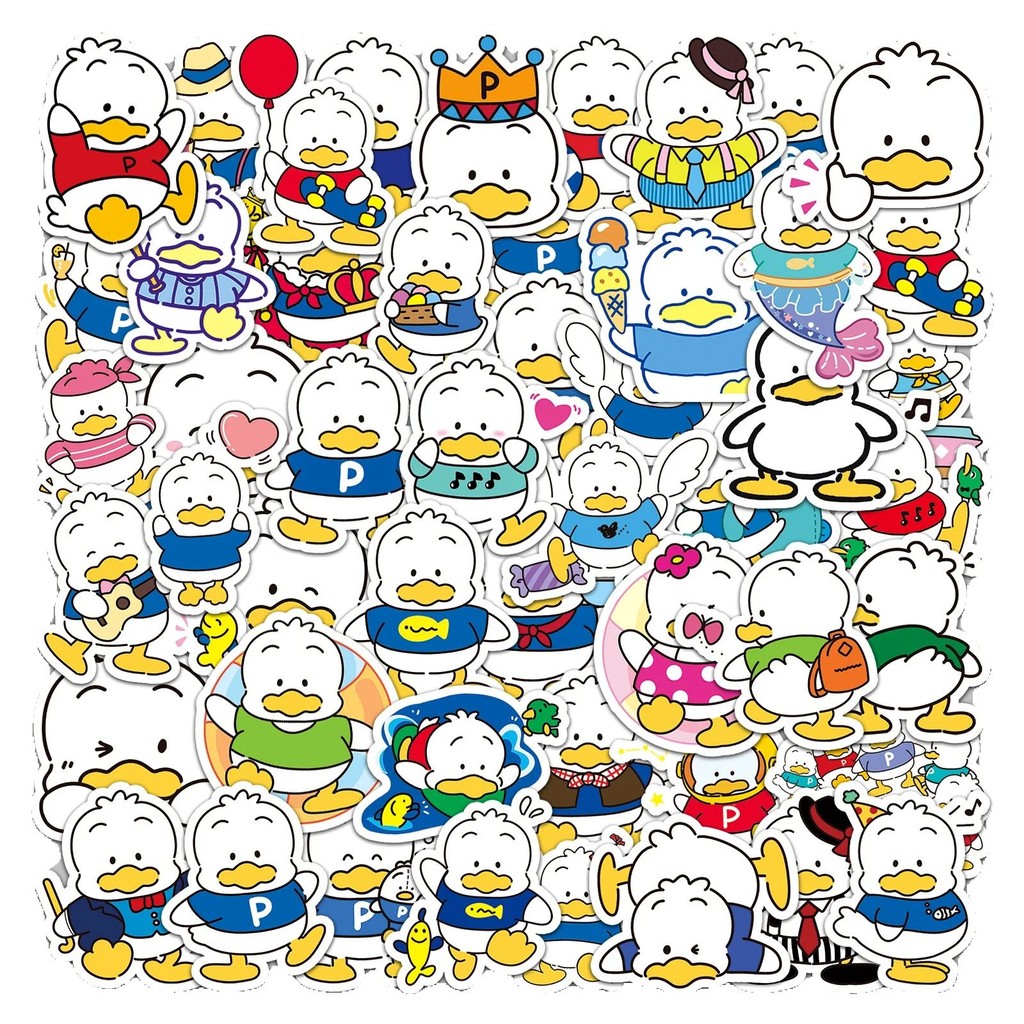 

50Pcs Sanrio Pekkle Cartoon Stickers Cute Duck Sticker Laptop Skateboard Suitcase Luggage Car Bike Phone Kid Toys Decal