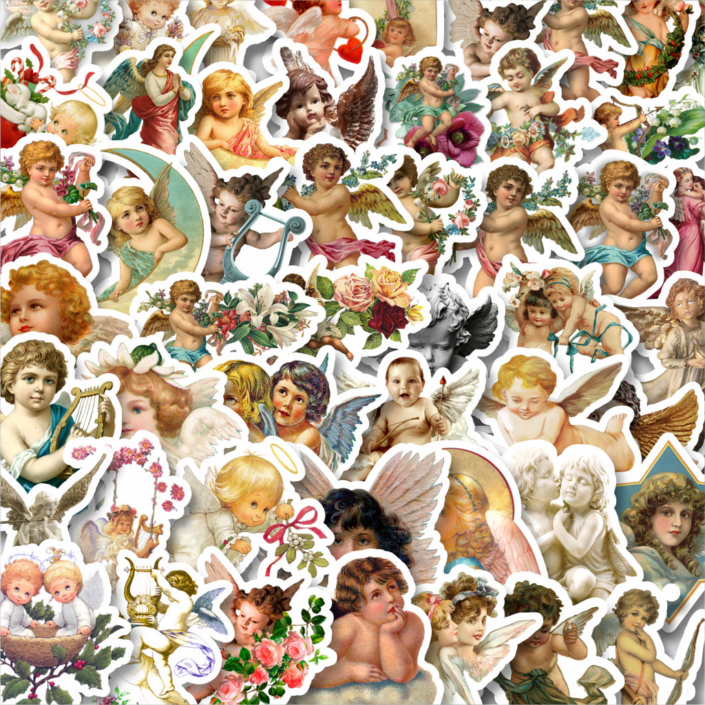 

Stiker Cutting Pack Stiker Vintage Series Character Cherub Mix 1 Isi 100Pcs Series Aesthetic Lucu Keren Untuk Koper Bahan Vynil