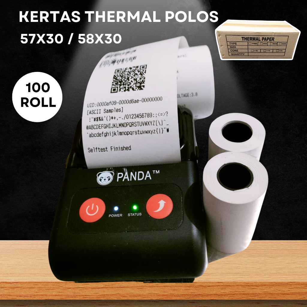 

100 ROLL KERTAS THERMAL POLOS 57X30 / 58X30
