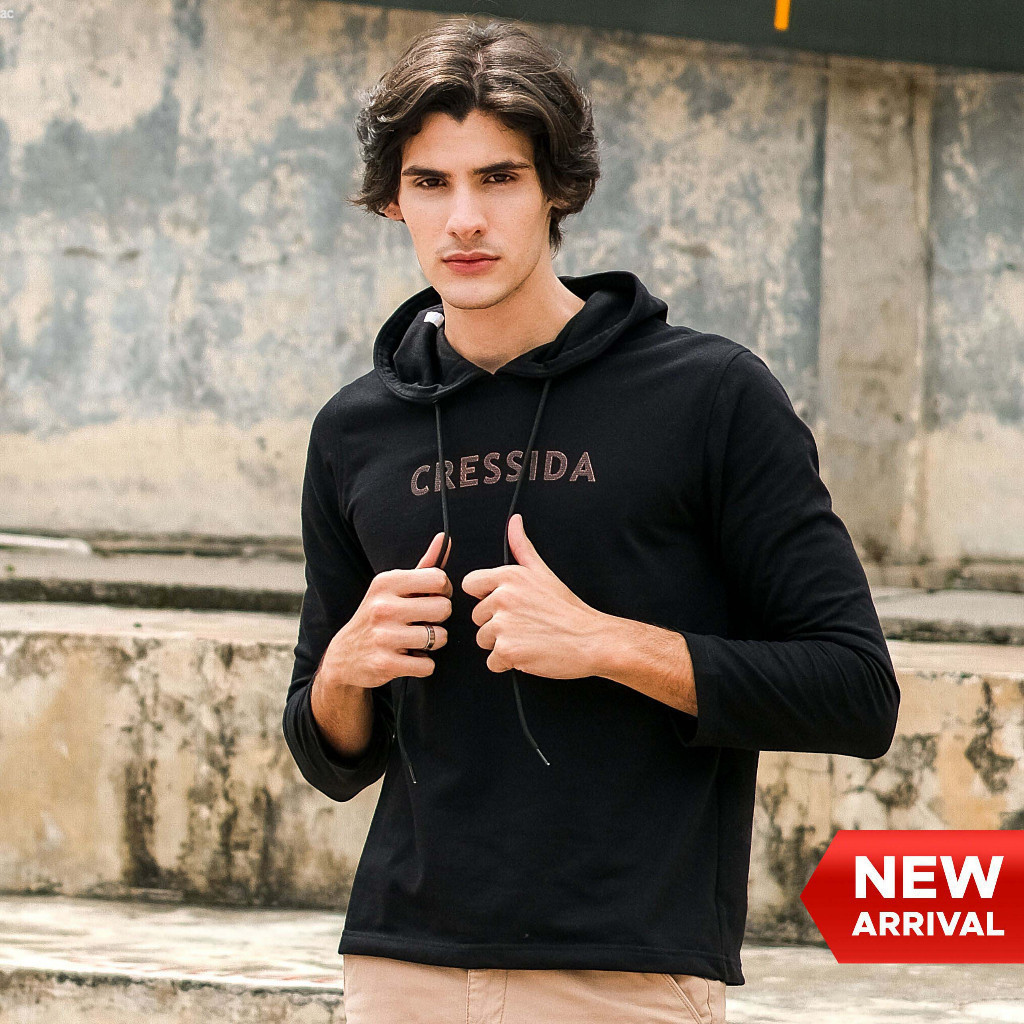 Cressida Hoodie Pria - Jaket Jumper Cowok Lengan Panjang Hoodie Fleece Casual - MMHOL.JB006H Hitam C