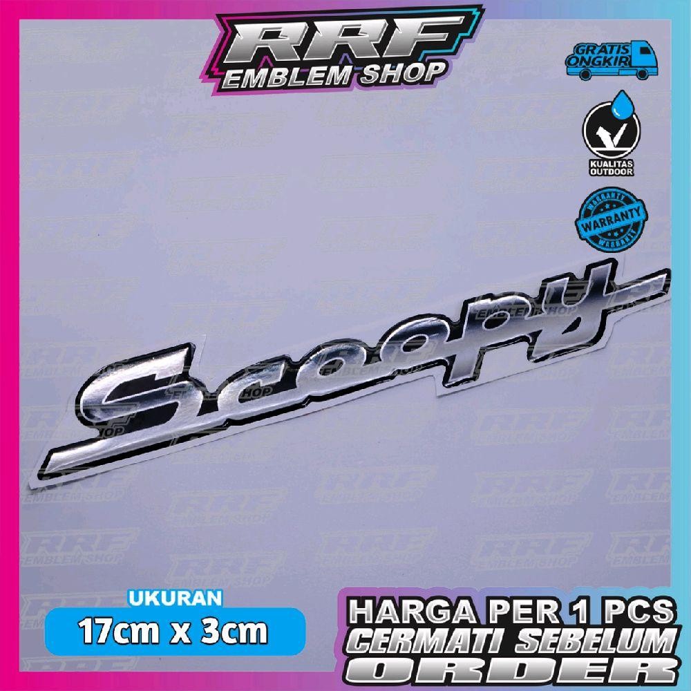 emblem timbul SCOOPY font latin silver Motorcycle